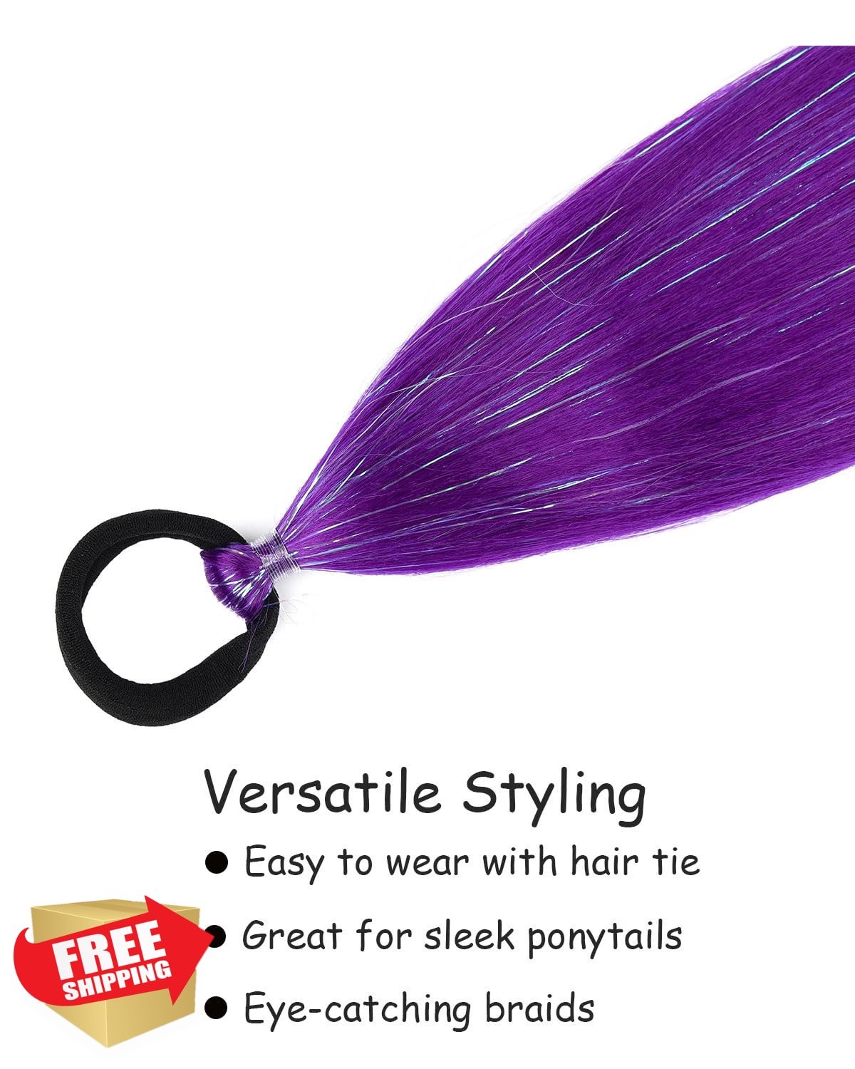 NOTICEME Dark Purple Ponytail Extension 18 Inch 2 Pack
