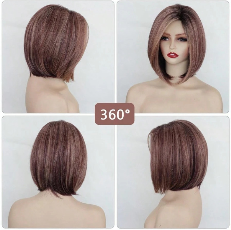 Short Bob Wig Ombre Blonde Wigs Side Part Cosplay Party Halloween Wigs