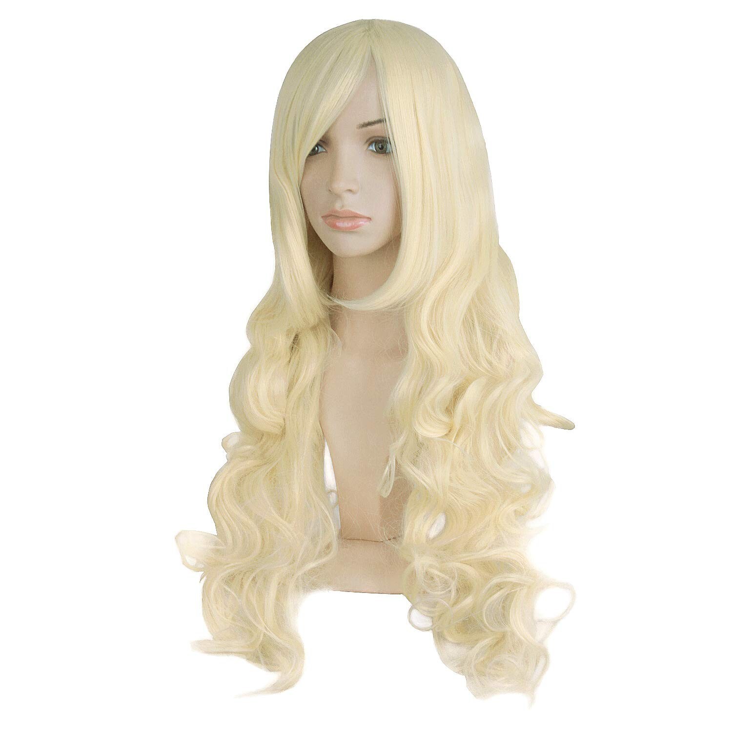 32″ 80cm Long Hair Heat Resistance Spiral Curly Cosplay Wig Light-yellow