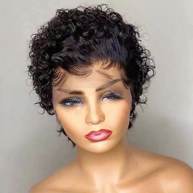 Multi-color Small Curly Lace Front Wig for Women Synthetic Natural Full Head