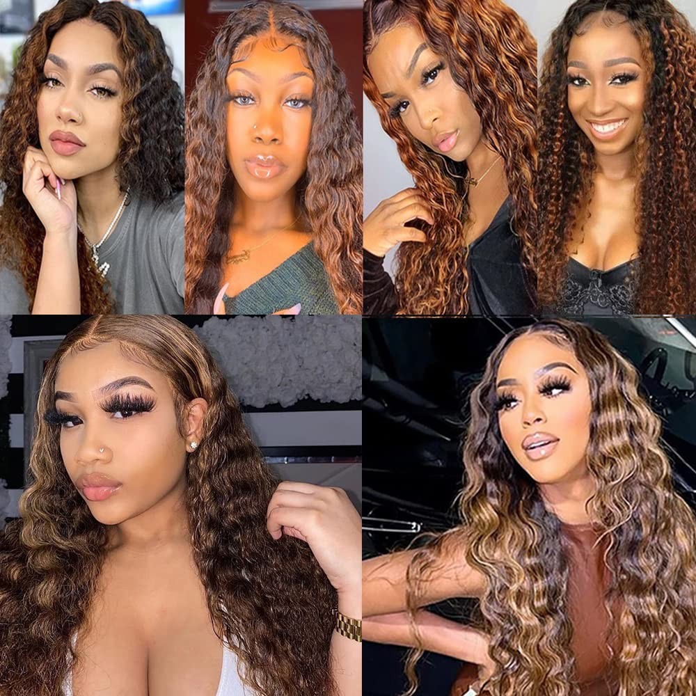 P4/30 Highlight Brown Bundles Human Hair Deep Wave Bundles 24 26 28 Inch Unpr…