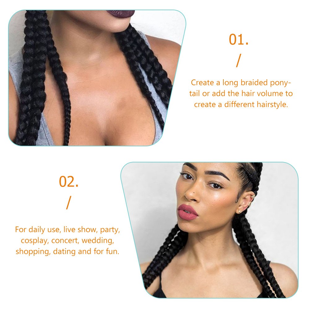 2Pcs Easy to Wear Synthetic Braided Ponytail Extension for Cosplay and Events
