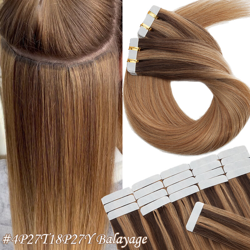THICK Real Remy Tape in Skin Weft Human Hair Extensions Full Head Ombre 80PCS