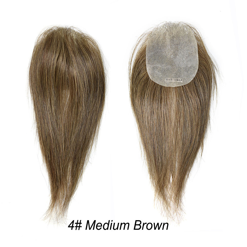 Invisible Women Topper Full Poly Human Hair Top Piece Skin Pu Toupee 6″-16″ US