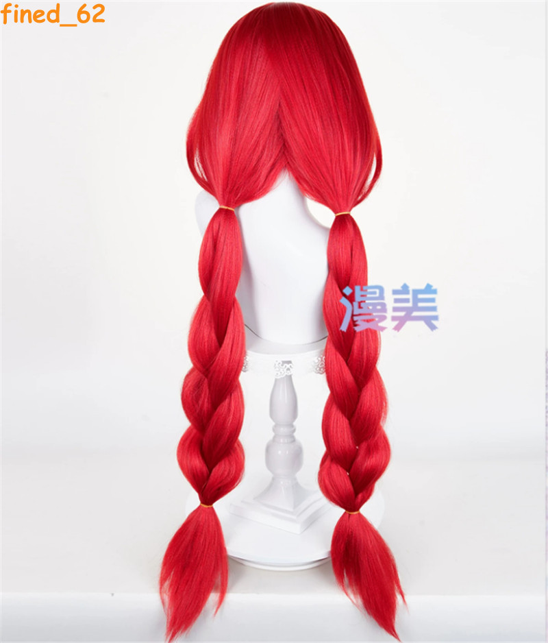ZZZ Zenless Zone Zero Ukinami Yuzuha Red Wig 100cm Hairpiece Bangs with Hairnet