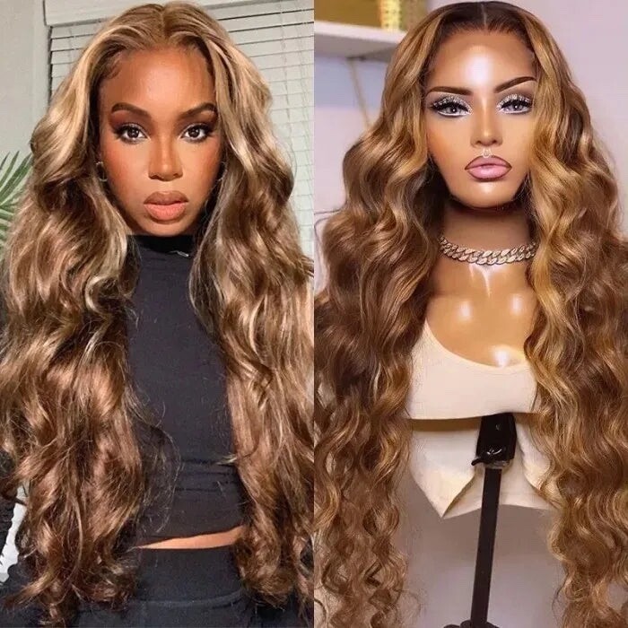 Pre-Cut 13×4 Glueless HD Lace Front Wig Human Hair Piano Color Natural Hairline