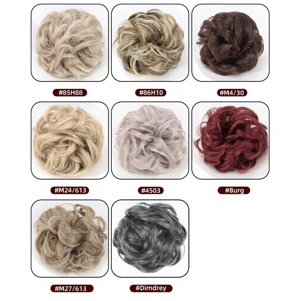 High-Temp Wire Clip-On Bun with Silk-Fake-Hair Feel 17 10 8cm Messy Chic Style