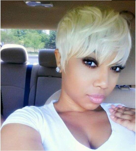Pixie Cut Hairstyle Short 613 Honey Blonde Human Hair Wig Full Bang 150% Density