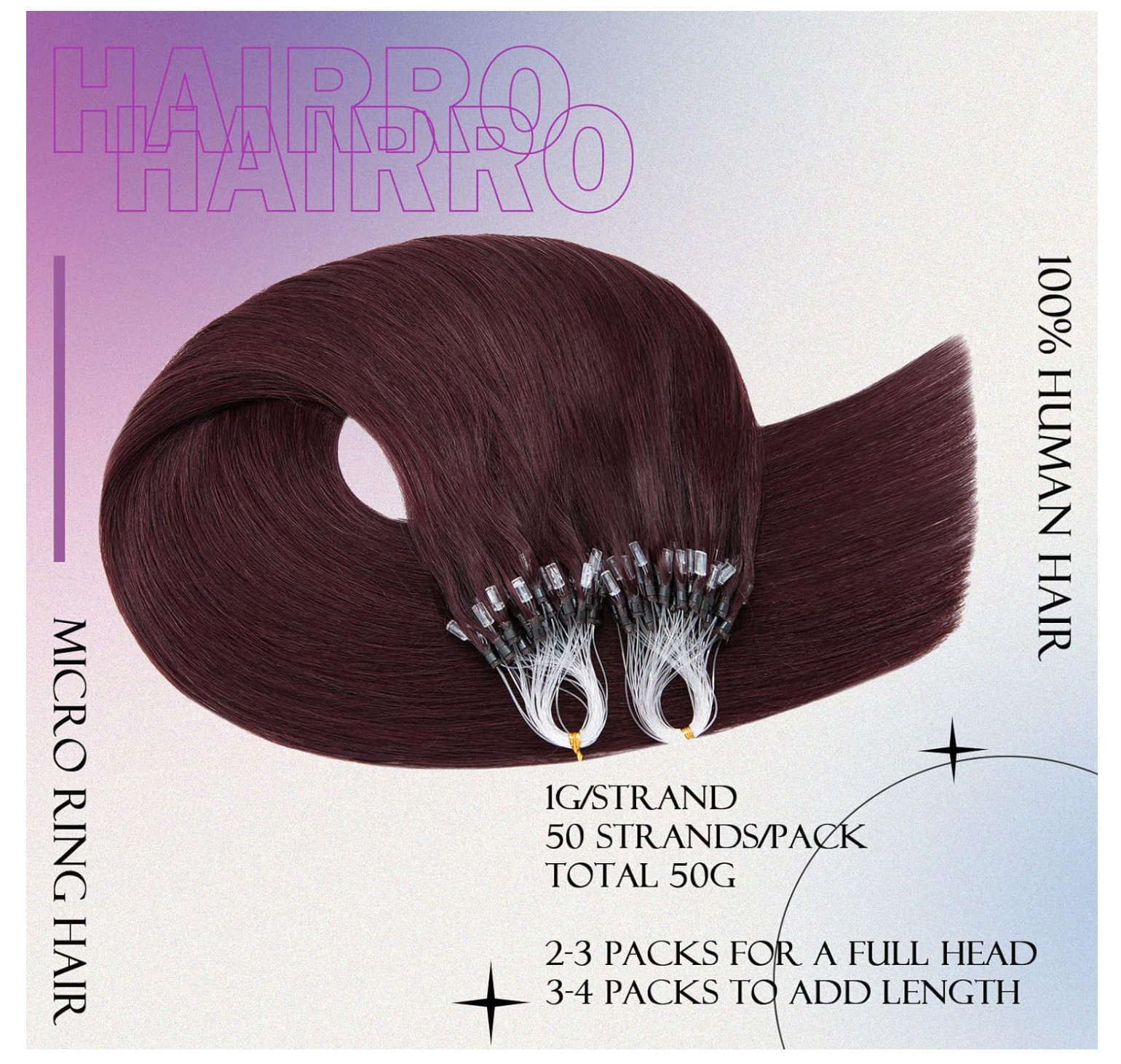 Microlink Hair Extensions Human Hair Micro Loop Bead In 18In 50g 50 Strands #99J