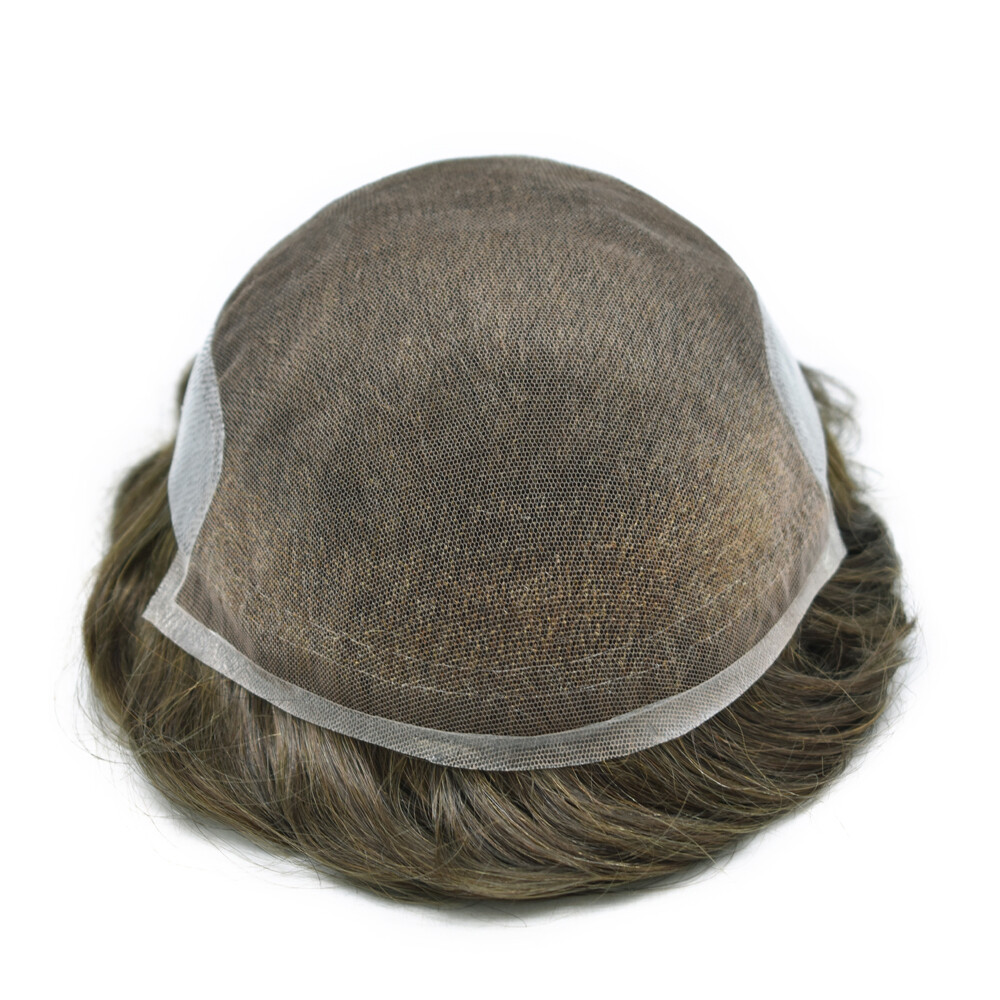 Mens Toupee Hairpiece French Lace Front Hair Replacement System for Men Wig