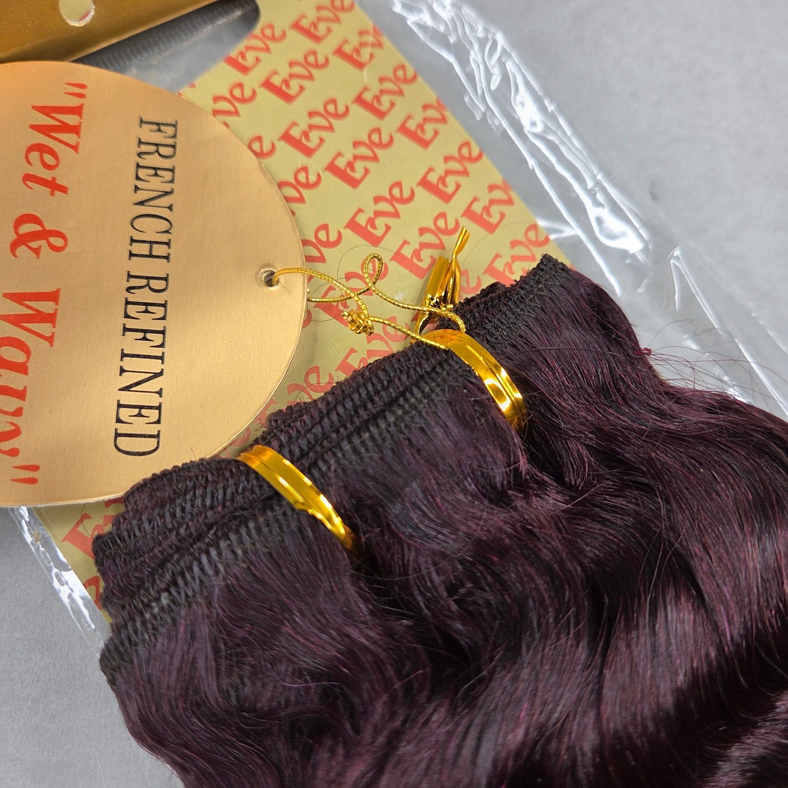 Eve French Refined Human Hair Extensions 12″ Deep Curl Color 99J Tangle Free
