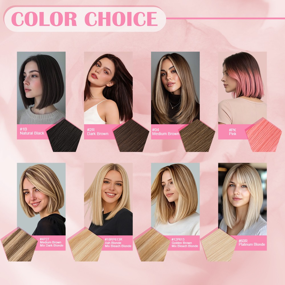 6PCS Real Human Hair Clip in Short Hair Extensions 100% Remy Hair Pieces Thin US