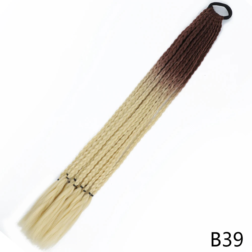 60CM Synthetic Gradient Color Dirty Braided Ponytail Hair Extensions For Girls