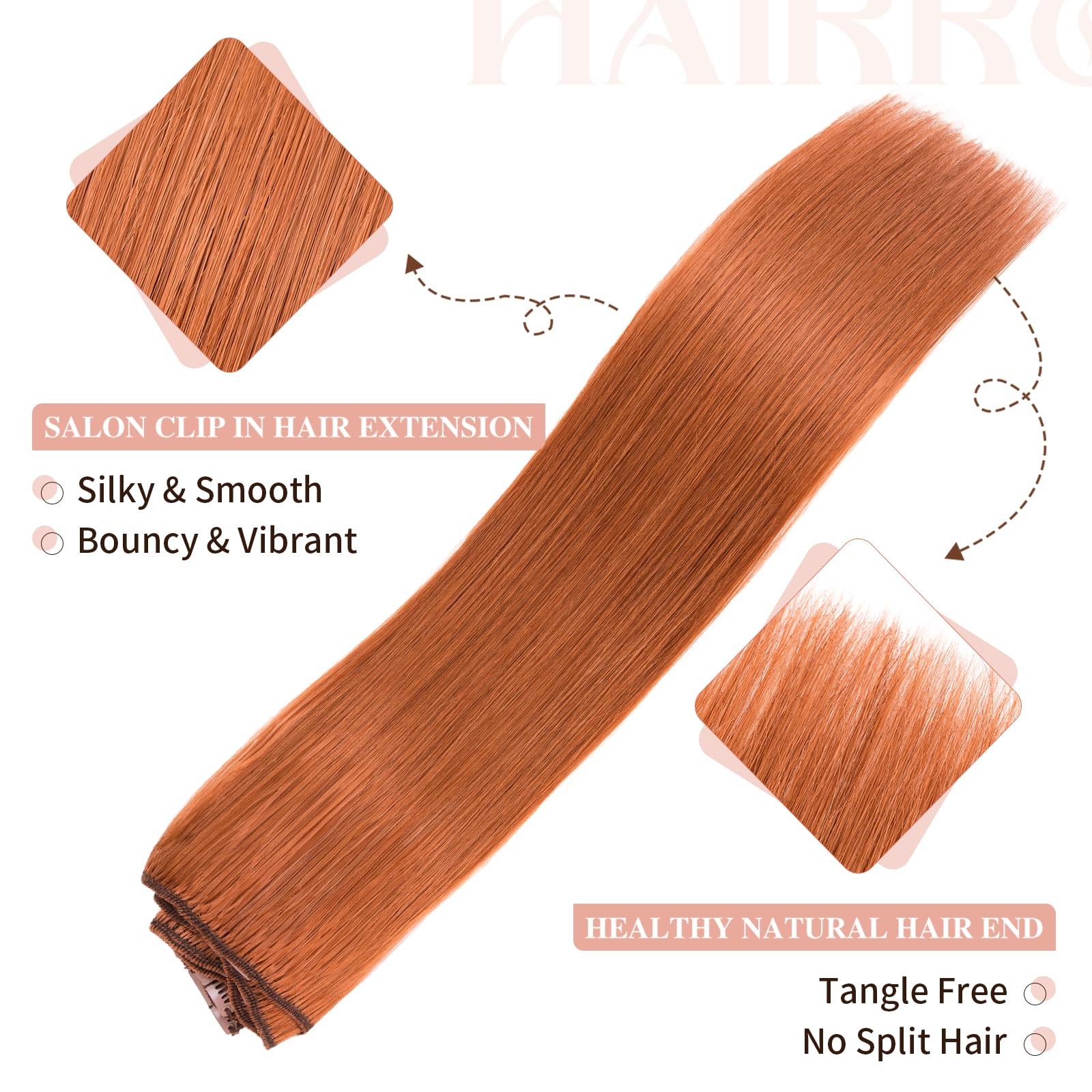 Hairro Clip In Human Hair Extensions 100 Real Hair Clip On Hairpieces Thin