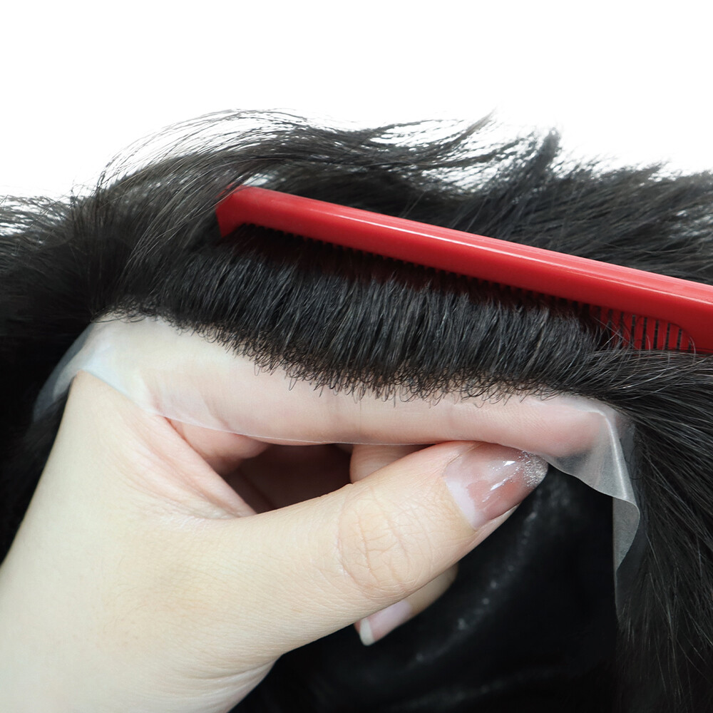 Mens Human Hair Full Head Wigs Thin Skin Wig Hair Replacement Medium Size 6”