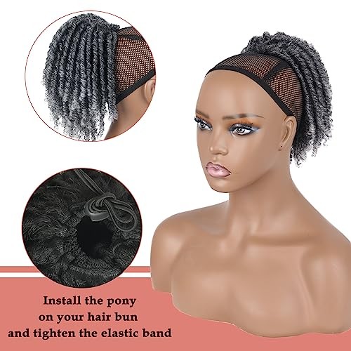 Oseti Short Grey Drawstring Ponytail for Black Women 6inch Gray 5 Inch #TGrey
