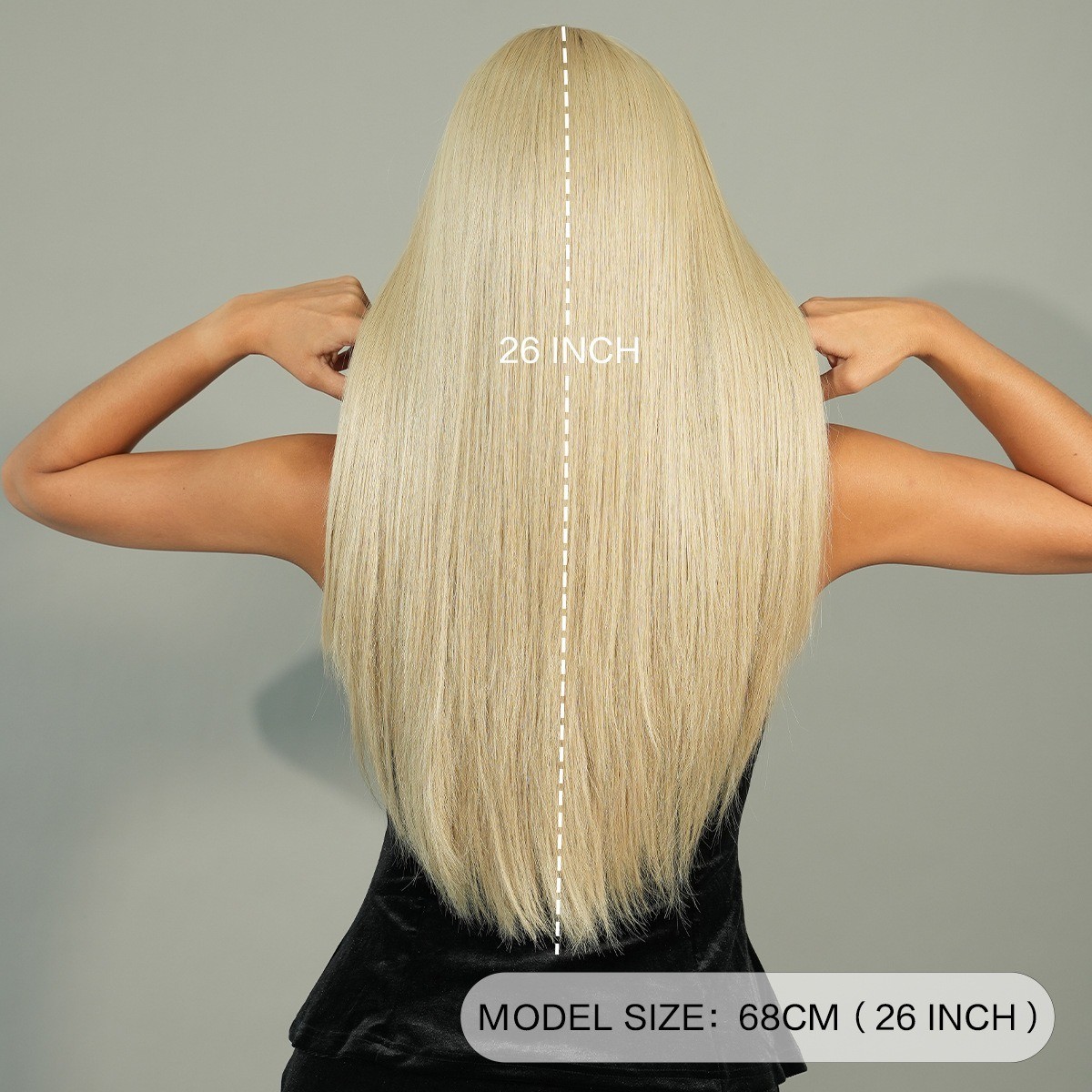 Grey Blonde Wig Long Straight Hair Daily Synthetic Fur Fake Hair Full Head Cover