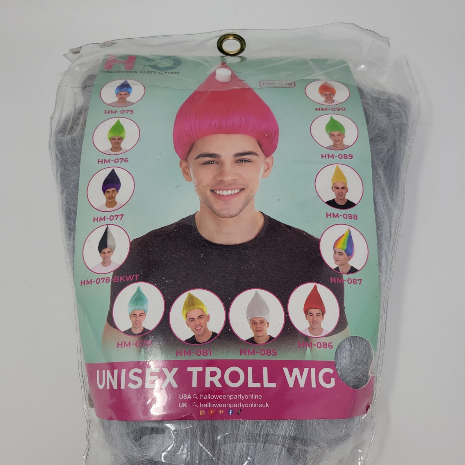 Unsex Troll Wig Adult Gray HM-075A-DGY Unisex NOS Costume Cosplay Party Online