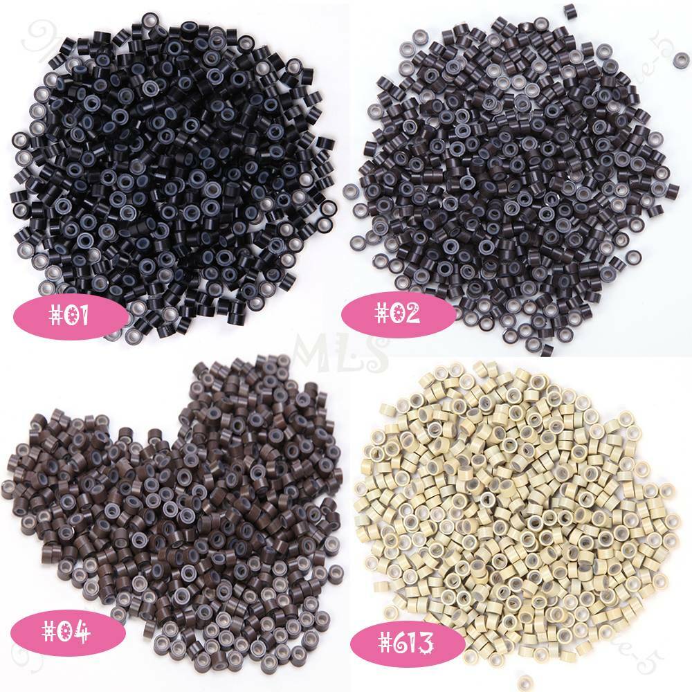 1000 Silicone Lined Micro Beads Rings Tube For Human Hair Extension US Tip 5-6mm