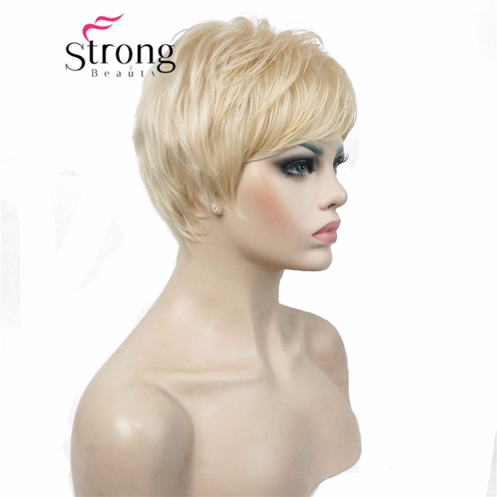Super Short Layered and Spikey Blonde Black Shaggy Synthetic Wig Women Wigs