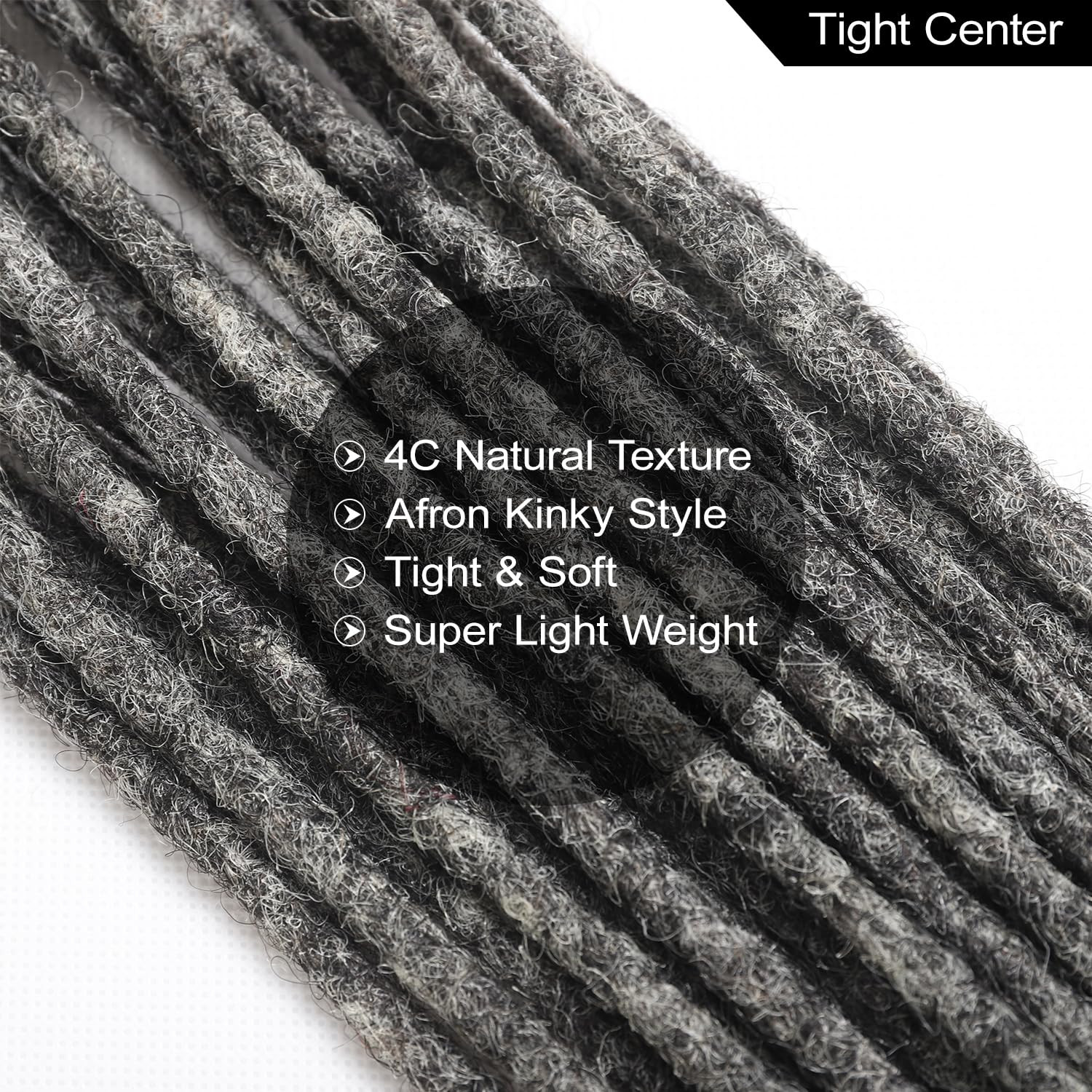 Loceast Salt and Pepper (Grey Black) Loc Extensions 100% Human Hair 0.6Cm 8 Inch