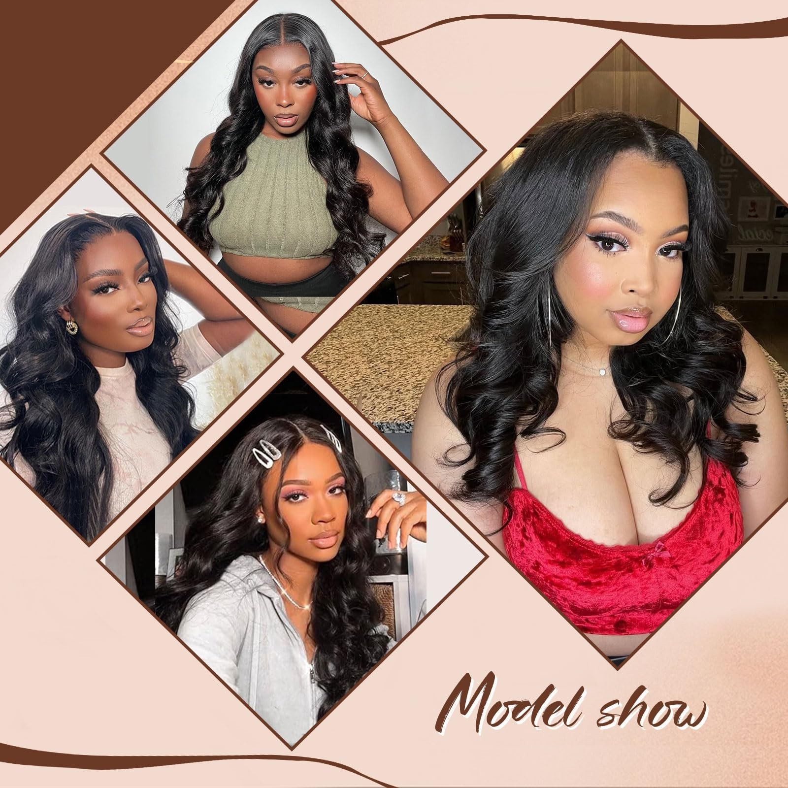 26 Inch Body Wave V Part Human Hair Wig – 200% Density, Adjustable Drawstring, N