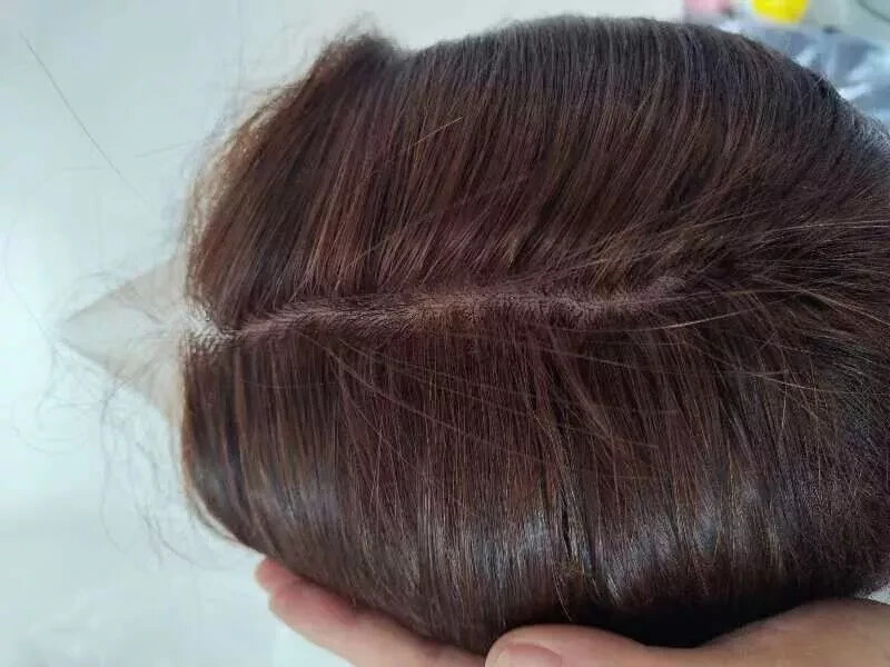 28″ SILK BASE TOP BRAZILIAN GLUELESS FULL LACE WIG LIGHT BROWN 4# 200% DENSITY