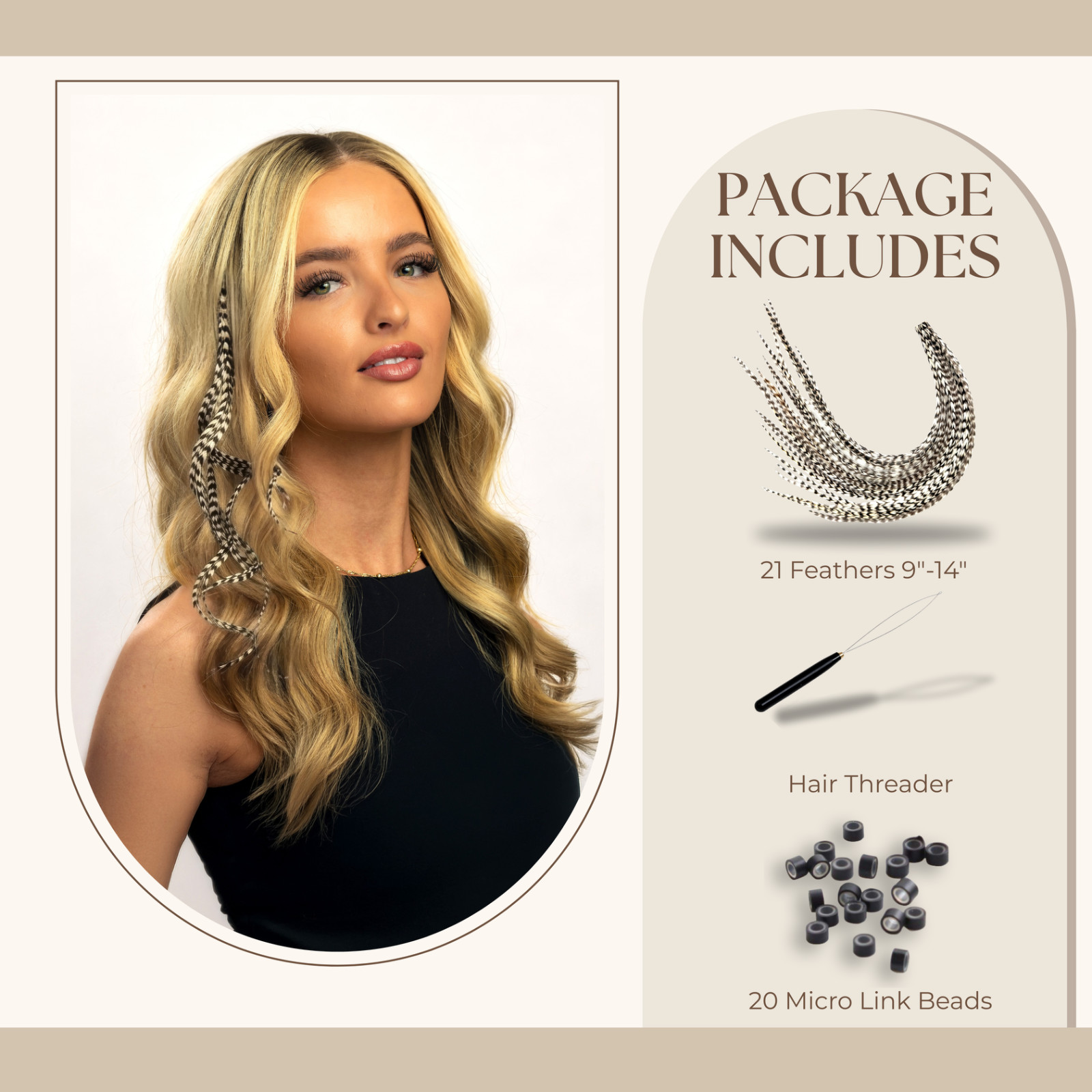 *SALE* 21pcs. (Black & White) 10″-14″ Salon Grade Feather Extension, DIY Kit