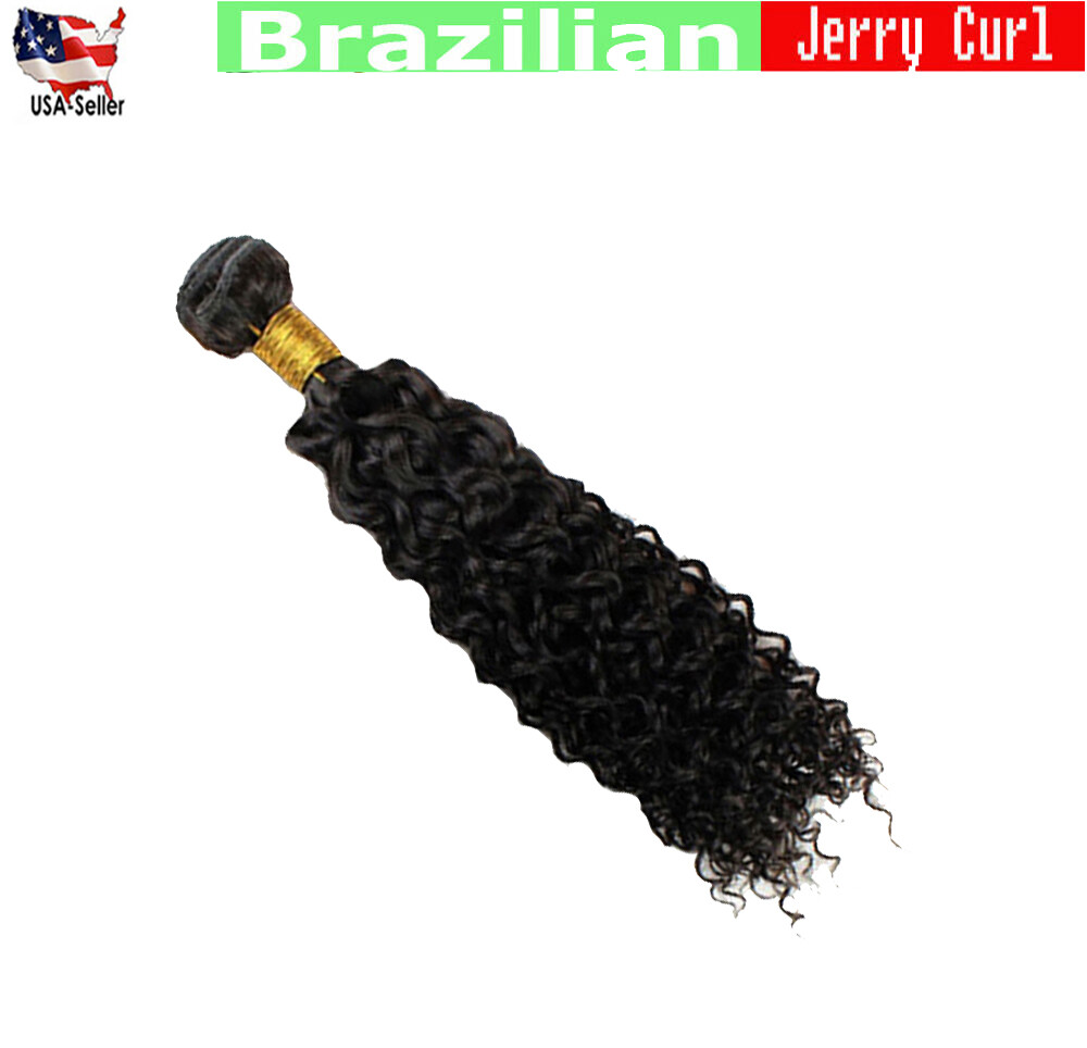 Jerry Curl Black Color #1B Brazilian 100 Virgin Human Hair bundle 10 – 28 In