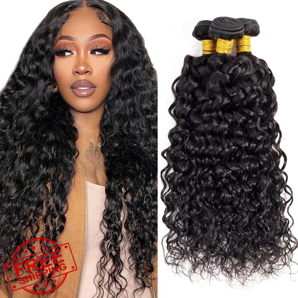 CnumGunm 3 Bundles 24 26 28 Inch #1b Black FW Wet Wavy Hair