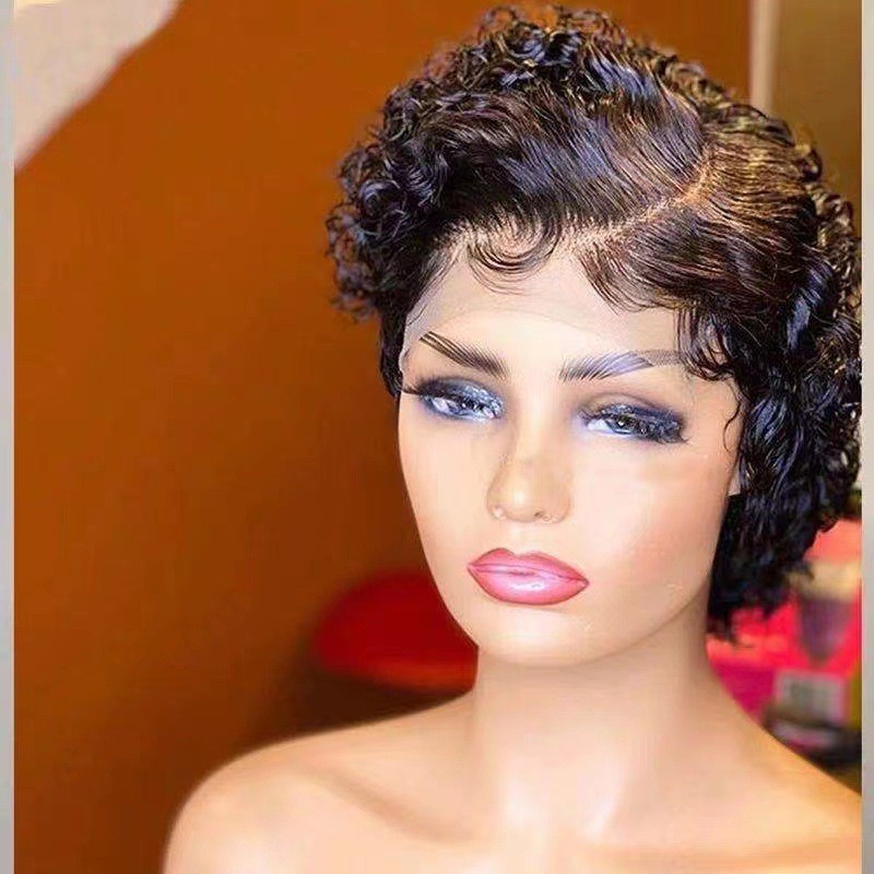 Multi-color Small Curly Lace Front Wig for Women Synthetic Natural Full Head