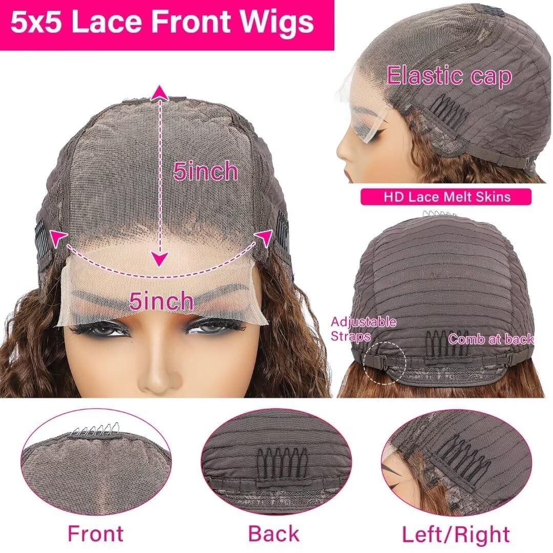 P4/27 Ombre Deep Wave Wig – Human Hair Highlight, Wet & Wavy, 20 Inch, 180 De…