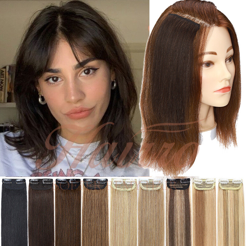 Seamless Clip In 100% Remy Human Hair Patch Short Mini Hair Pad Fluffy Hairpiece