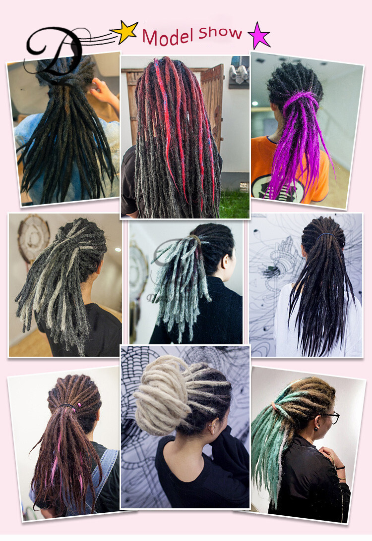 20″ Handmade Dreadlocks Extensions Single Ended Dreads Locs Afro Braids 10PCS