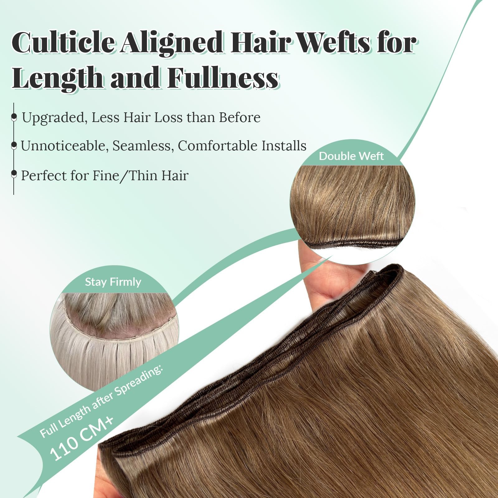 Licoville Ash Brown Hair Extensions Weft Sew In Human Hair Bundles Straight 20