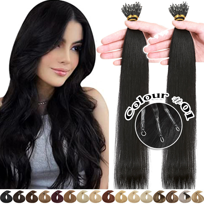 Thick Nano Ring Human Hair Extensions 100% Remy Nano Beads Hair 200S Full Head