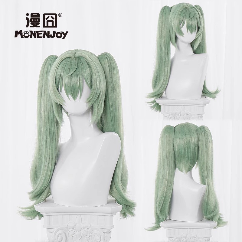 Zenless Zone Zero Corin Wickes Green Long Hair Dual Horsetail Wig Hairpiece Prop