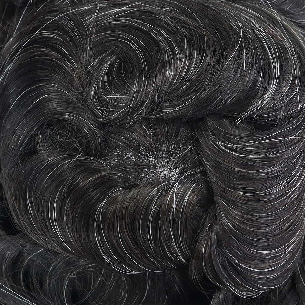 Mens Human Hair Replacement System Hairpiece Fine Mono Poly Skin Gent Toupee8x10