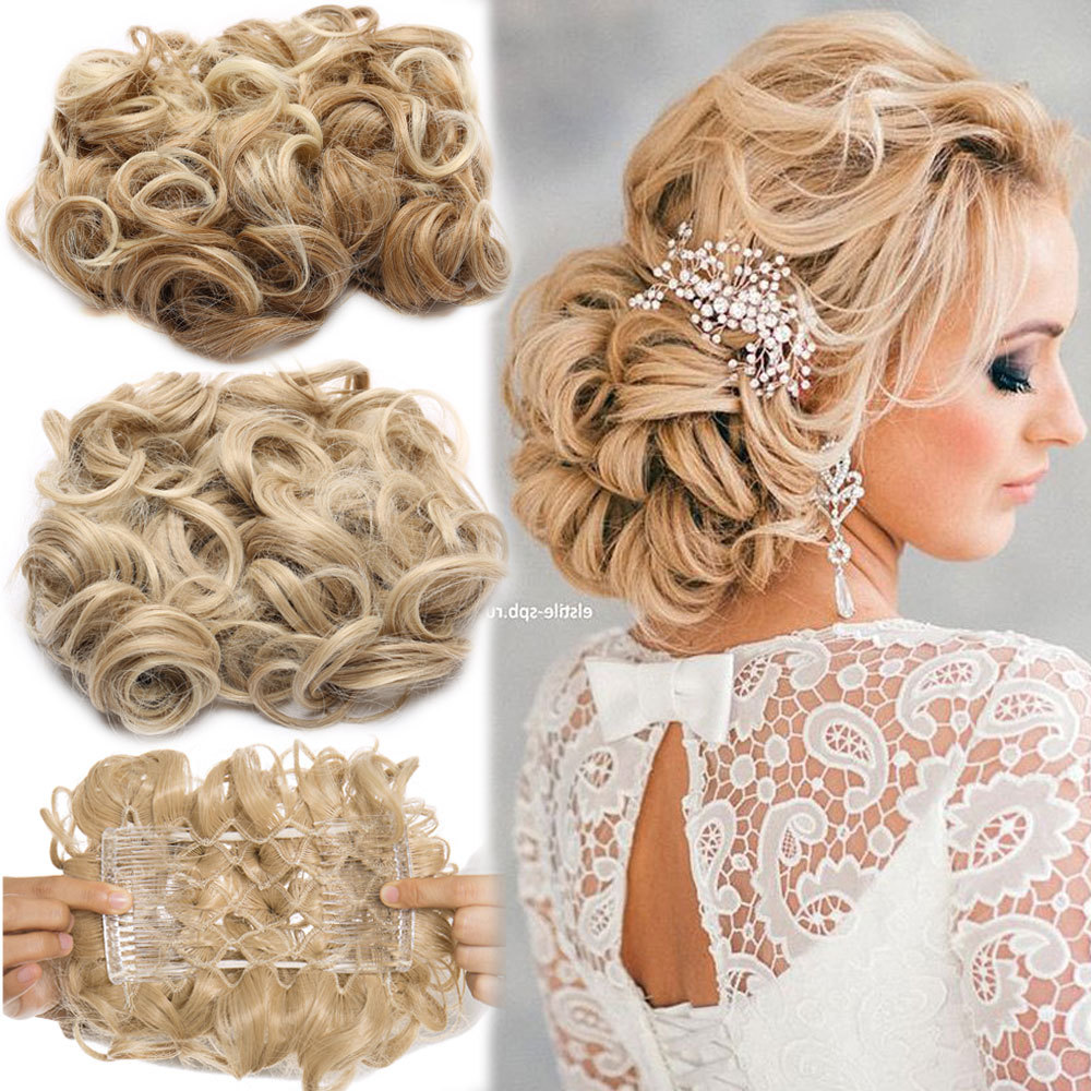 Combs Clip In Curly Messy Bun Scrunchie Updo Hair Extensions as Human US STORE H