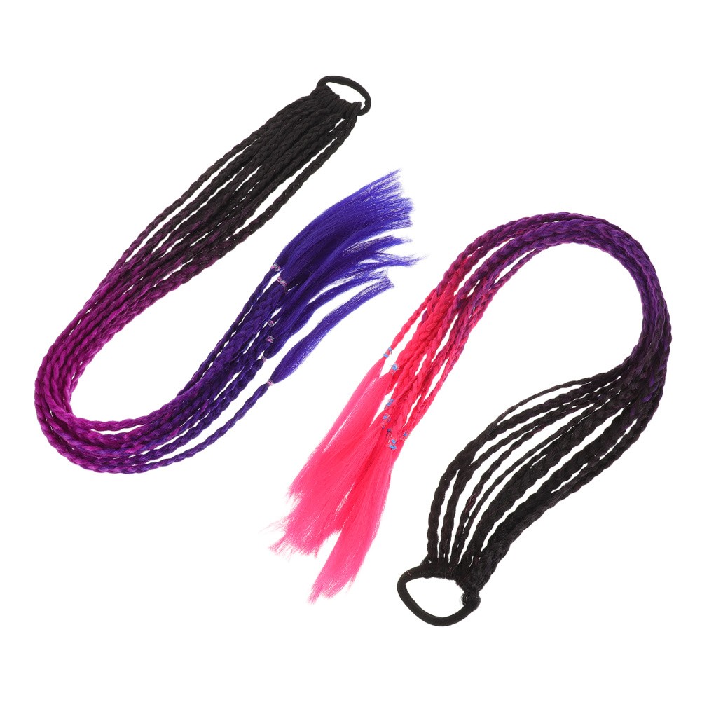 2 Pcs Hair Ponytail Extension Hairpiece Set Colored Extensions