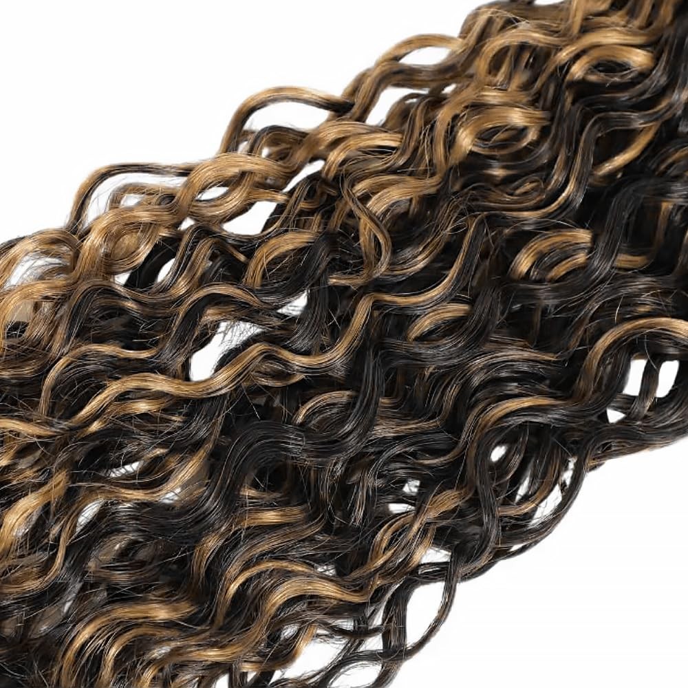Piano Color P1B27 Highlight Curly Wave Bundles Natural Black and Honey Blonde…