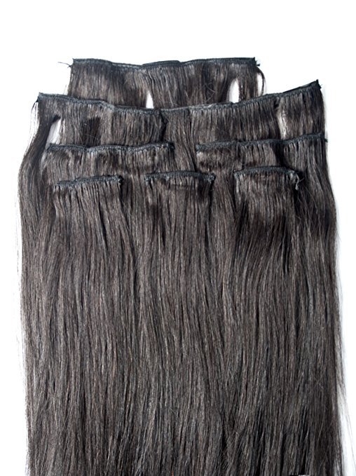 18″,20″,22″,24″ 100% REMY Human Hair Extensions 7Pcs Clip in #1B Off Black