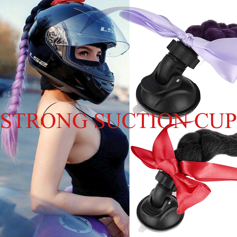 Bicycle Helmet Braids Hair Extension Motorcycle Pigtails Suction Cup Accessories