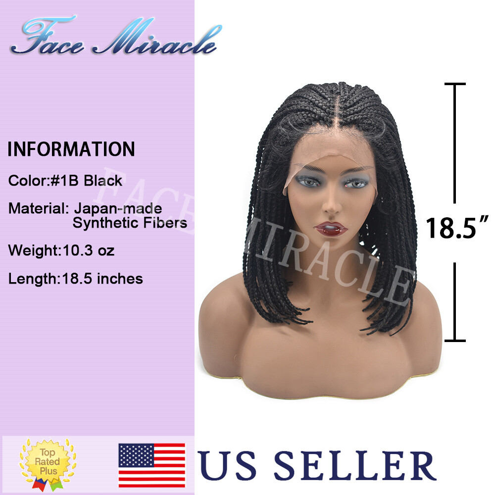 18.5″ Box Braided Wig for Black Men Synthetic Twist Braids Lace Front Baby Hair