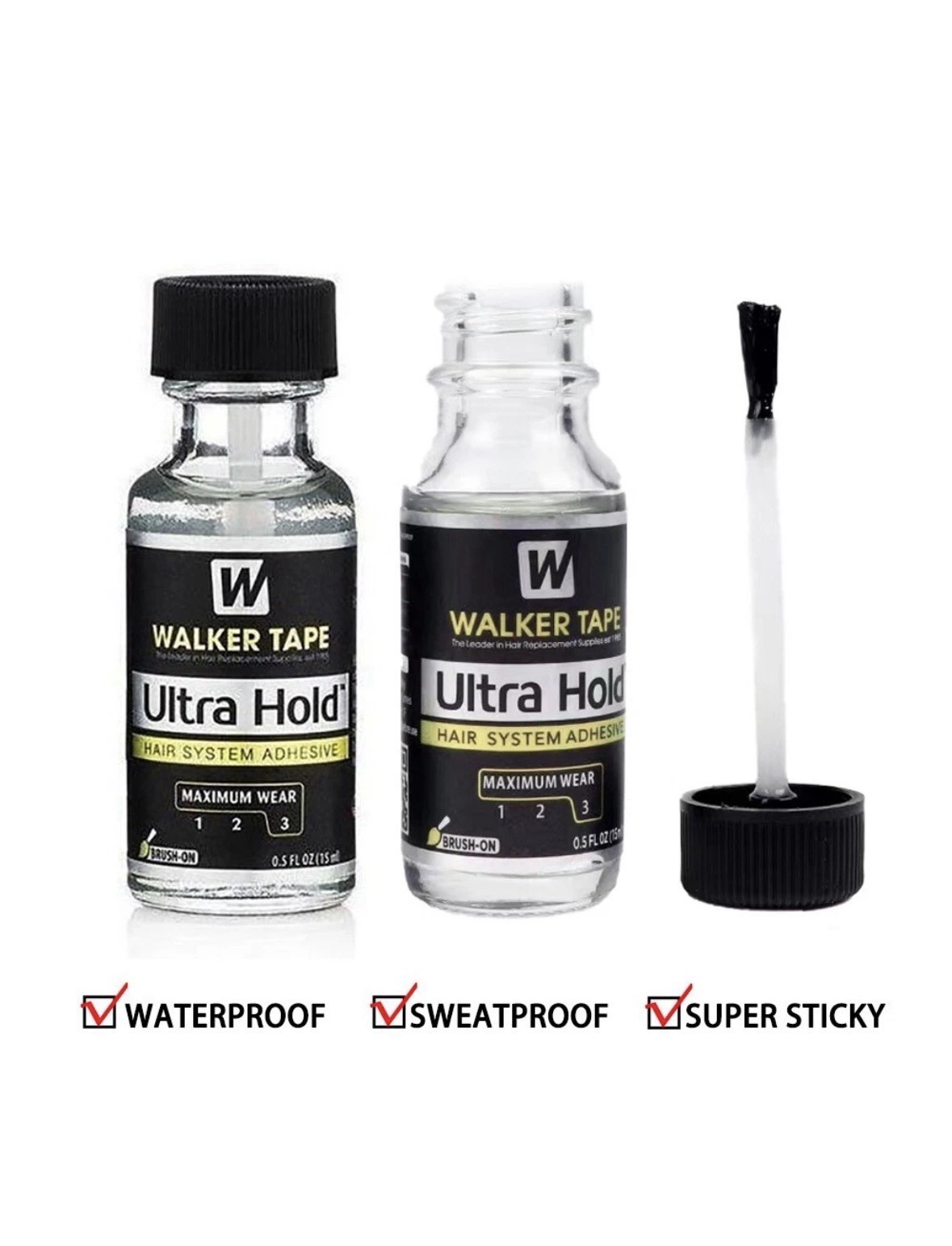 WALKER ULTRA HOLD 0.5 OZ ( 2-BOTTLES ) WIG GLUE ADHESIVE ~ LACE WIGS &TOUPEE.