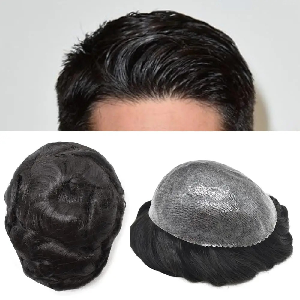 100% Human Straight Hair System Wigs Human Hair Male Hair Prosthesis Wig Man Nat