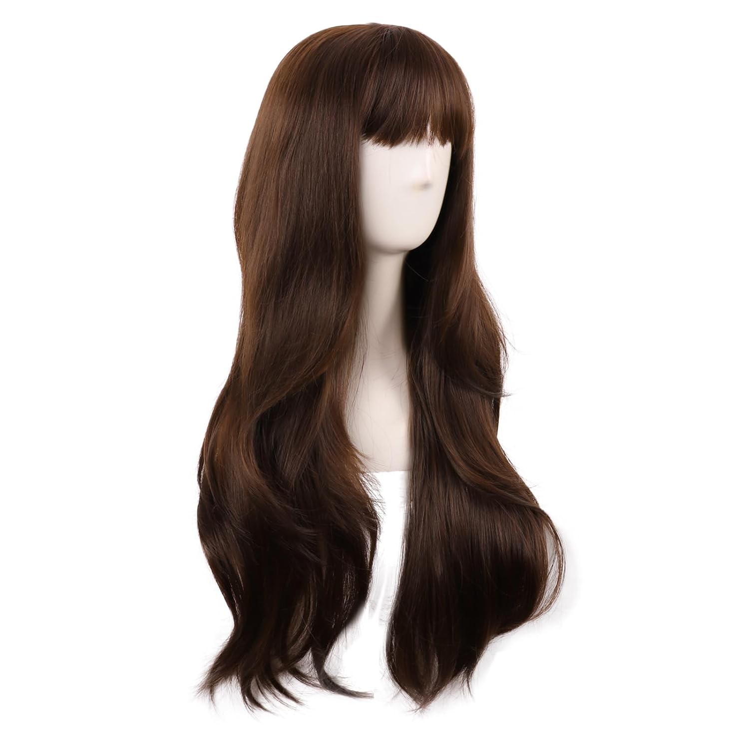 MapofBeauty 28 Inch/70 cm Long Curtain Bangs Synthetic Fiber Wavy Curly Heat Res