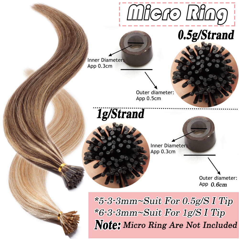 Highlight Balayage Thick Bonds Micro Ring Stick I Tip Remy Human Hair Extensions