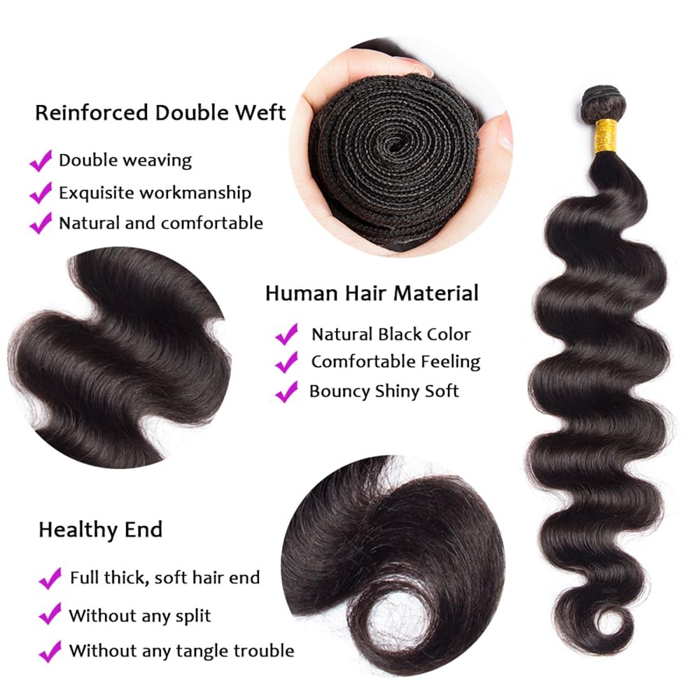 Incapcorp Billtiiww Human Hair Body Wave Bundles Natural Color 18 20 22 Inch