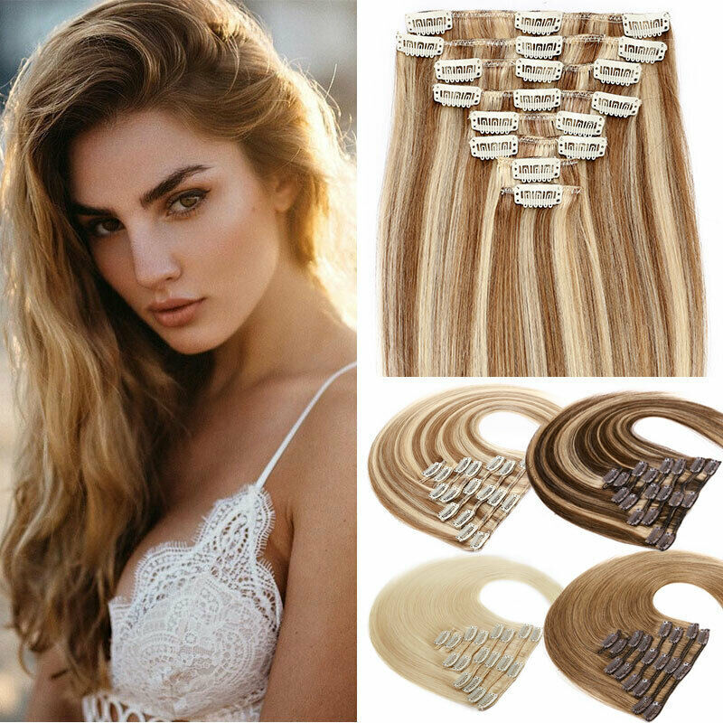 New 8pcs Clip In Human Hair Extensions 80g 120g 16- 28inch Remy Hair Salon Hair